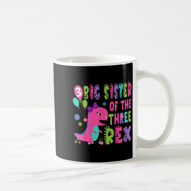 Stor sida av de tre Rex Dinosaur T-rex 3:e bir Kaffemugg (Höger)