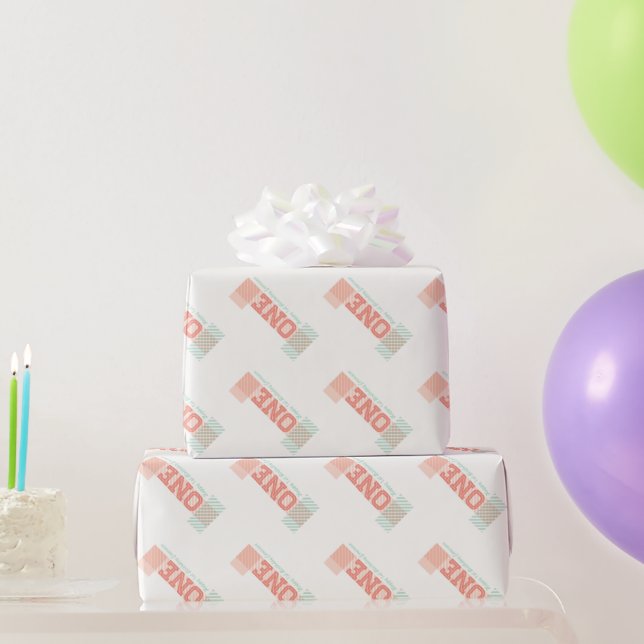 Stor siffra 1 Rosa ränder Flicka 1-årspresent Presentpapper (Festgåvor)