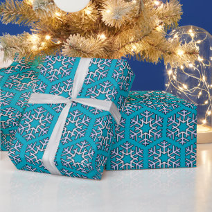 Stor Silver Snöflingor på Azure Blue Presentpapper