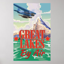 Stor sjö vintage-resaaffisch. poster