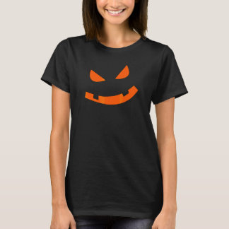 Stor skrämmande orange vild pumpa ansikte Hallowee T Shirt