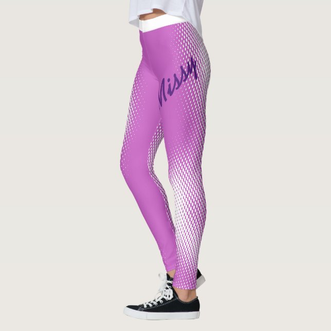 Stor skrift med vit punkt Mönster på Färg Leggings (Vänster)