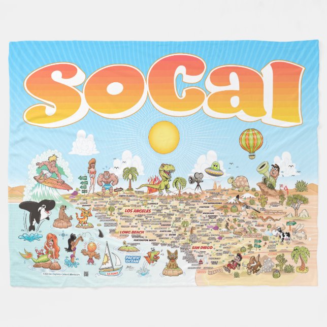 Stor SoCal Fleece Blanket (Framsidan (Horisontell))