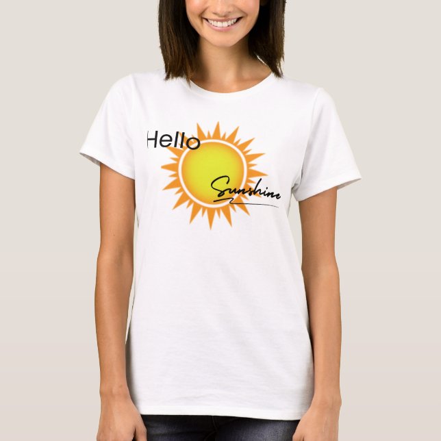 Stor sol-grafik med ord "Hej Sunshine" T Shirt (Framsida)