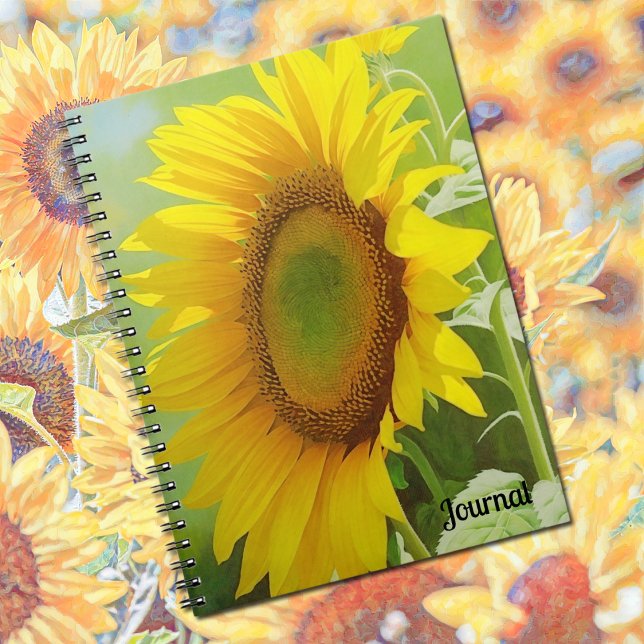 Stor solrosartikel Garden Journal bärbara dator Anteckningsbok (A Sunflower Journal Spiral Notebook)
