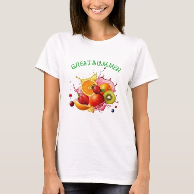 Stor sommarfruktstopp – Färgglad & Rolig T Shirt (Framsida)