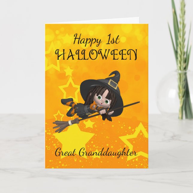 Stor- sondotter 1st Halloween med gulligt lite Kort (Framsida)
