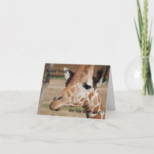 Stor- sonsonfödelsedagkort med giraffet kort