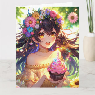 Stor Söt Anime Girl Personlig Birthday Kort