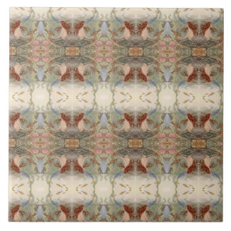 Stor spegel avbildad sjöjungfru kakelplatta