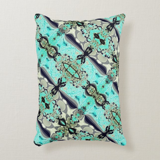 Stor spegling av akvamarin och grått shades thro prydnadskudde (Framsidan(Vertikal))
