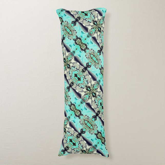 Stor spegling av akvamarin- och grått-skuggor kroppskudde (Framsidan Vertikal)