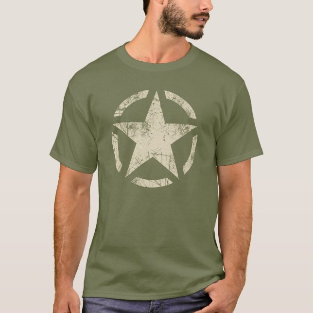 Stor Star Grunge Distress Stil Tröja (Framsida)