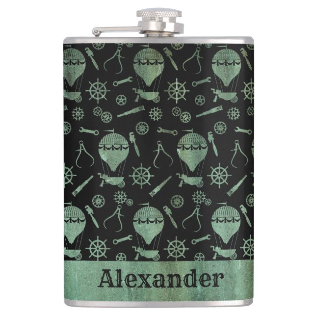 Stor Steampunk Verdigris Balloons Tema Anpassnings Fickplunta (Framsidan)