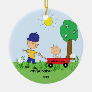 Stor stick figur & prydnad för Lil broderjul Julgransprydnad Keramik