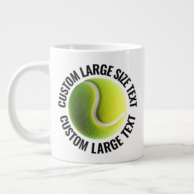 Stor Storlek Personlig Text Tennisboll Anpassad Jumbo Mugg (Vänster)