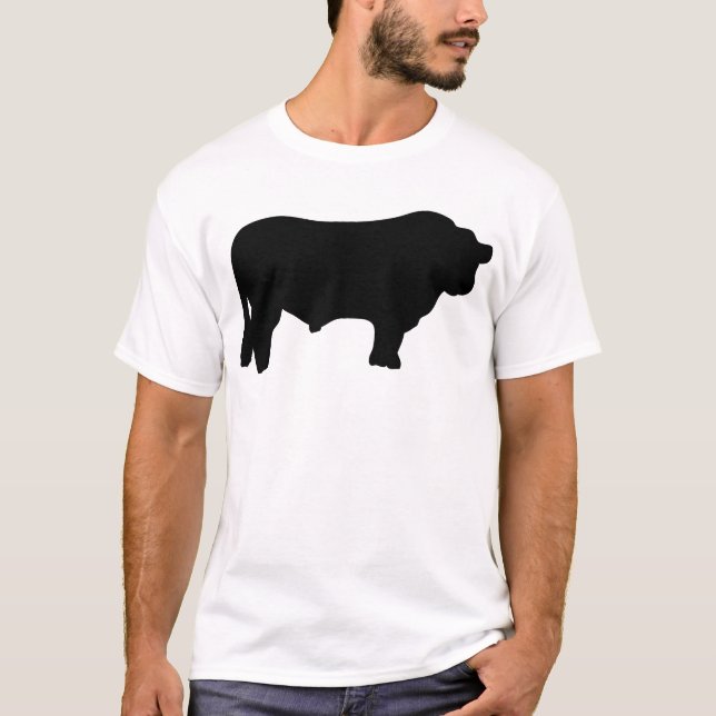 stor svart angus tjur t shirt (Framsida)