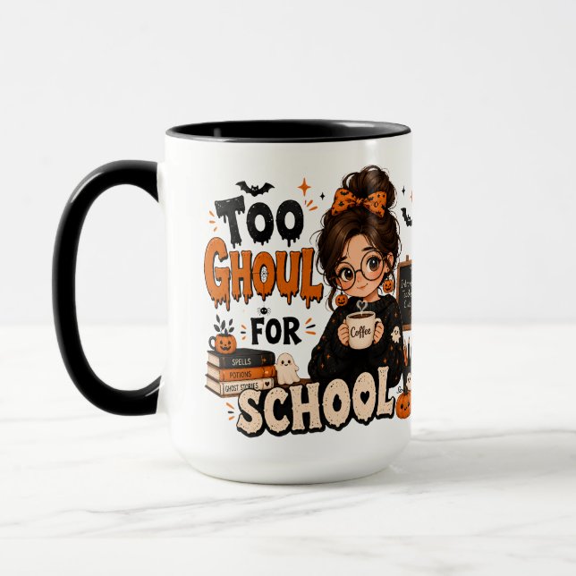 Stor svart ghoul-lärare Halloween-kaffemugg Mugg (Vänster)