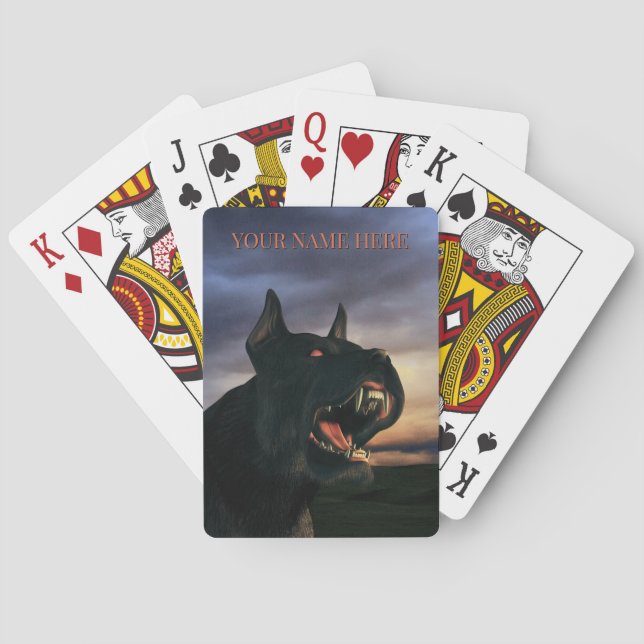 Stor svart hund casinokort (Baksidan)
