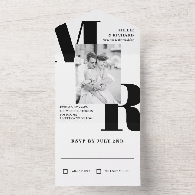 Stor svart initial typografi foto bröllop (Inside)