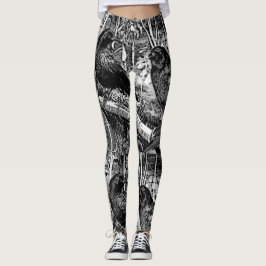 Stor svart kråkadamasker leggings