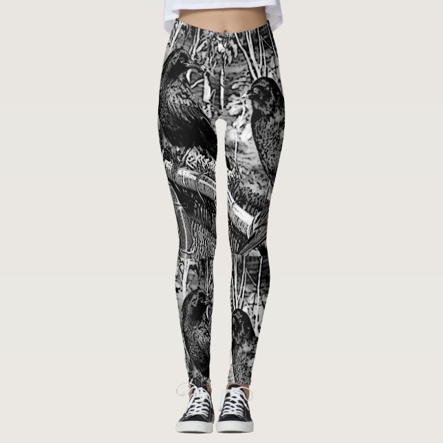 Stor svart kråkadamasker leggings (Framsida)