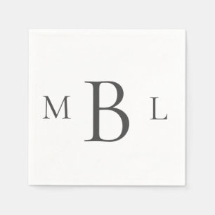 Stor svart monogram enkel cocktail Napkins Pappersservett