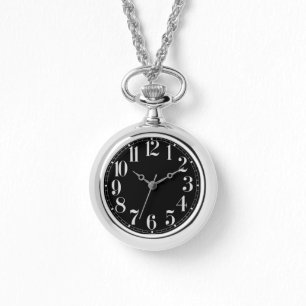 Stor svart och Silver numrerad Armbandsur