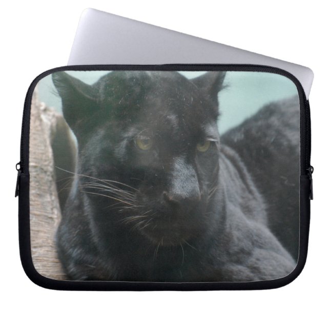 Stor svart panterlaptop sleeve (Framsidan)