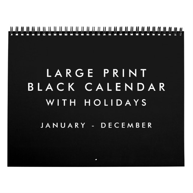 Stor svart utskriftskalender med Helgdagar Kalender (Omslag)
