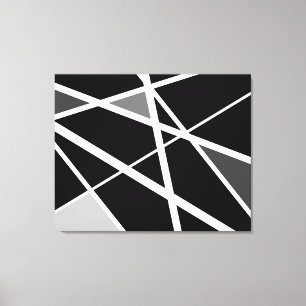 Stor svart vit modern geometrisk abstrakt canvastryck