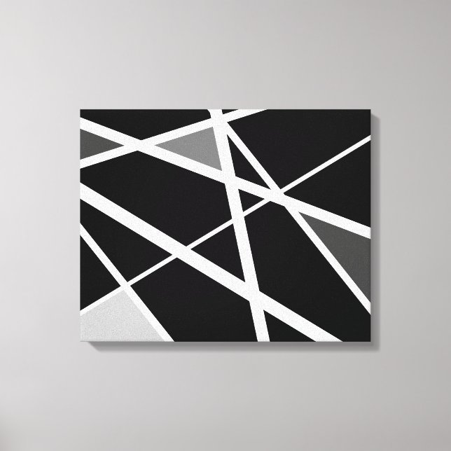 Stor svart vit modern geometrisk abstrakt konst canvastryck (Framsida)