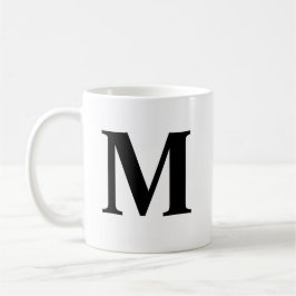 Stor svartvit svart Brev i Monogram Kaffemugg