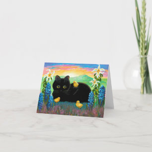 Stor synad svart kattchickkristen Creationarts Helgkort