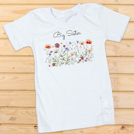 Stor syster akvarell Färgrik vildblomsäng T Shirt