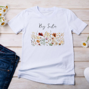 Stor syster akvarell vildblomma snygg blomma t shirt