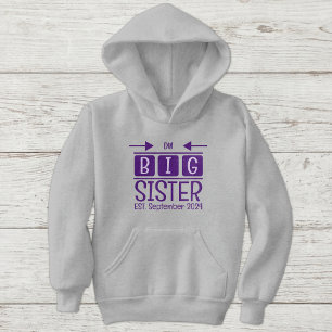 Stor syster initialer est. månad år lila t shirt