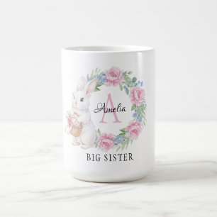 Stor syster kanin mugg Personlig rosa ros flora