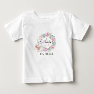 Stor syster kanin skjorta Personlig rosa blomster  T Shirt