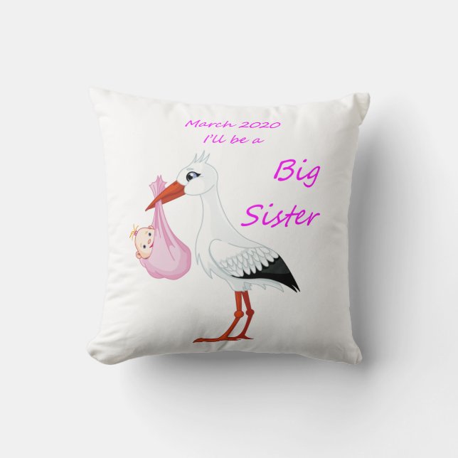 Stor syster Kastkudde Baby Stork Mars 2020 Kudde (Framsida)