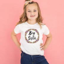 Stor syster lila blomsterkrans flickor t-shirt