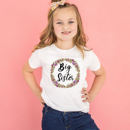 Stor syster lila blomsterkrans flickor t-shirt