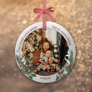 Stor syster Liten syster Varmt citat Foto Silver Julgransprydnad Keramik