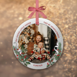 Stor syster Liten syster Varmt citat Foto Silver Julgransprydnad Keramik