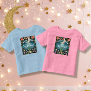 Stor syster över Måne Rosa Blommigt Baby Shower T Shirt