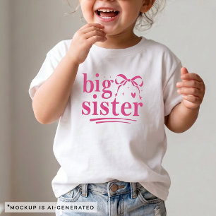 Stor syster Rosa båge Matchande syskontröja T Shirt