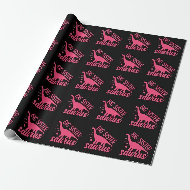 Stor syster Saurus i rosa Presentpapper (Utrullad)