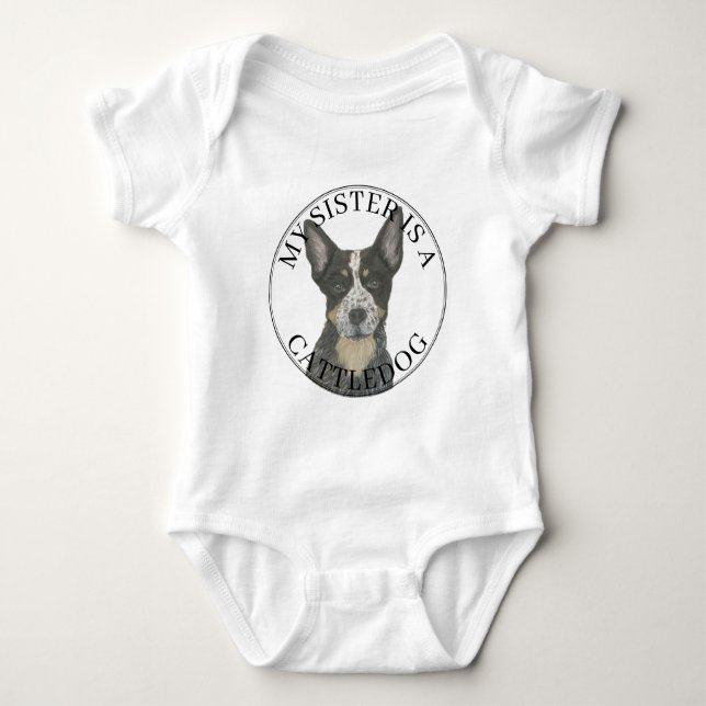 Stor syster till blå Cattledog Heeler T Shirt (Framsida)