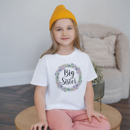 Stor syster Vattenfärg Blommig Krans Flickor T Shirt