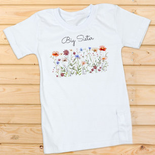 Stor syster Vattenfärg Färgstark Vildblomsäng T Shirt